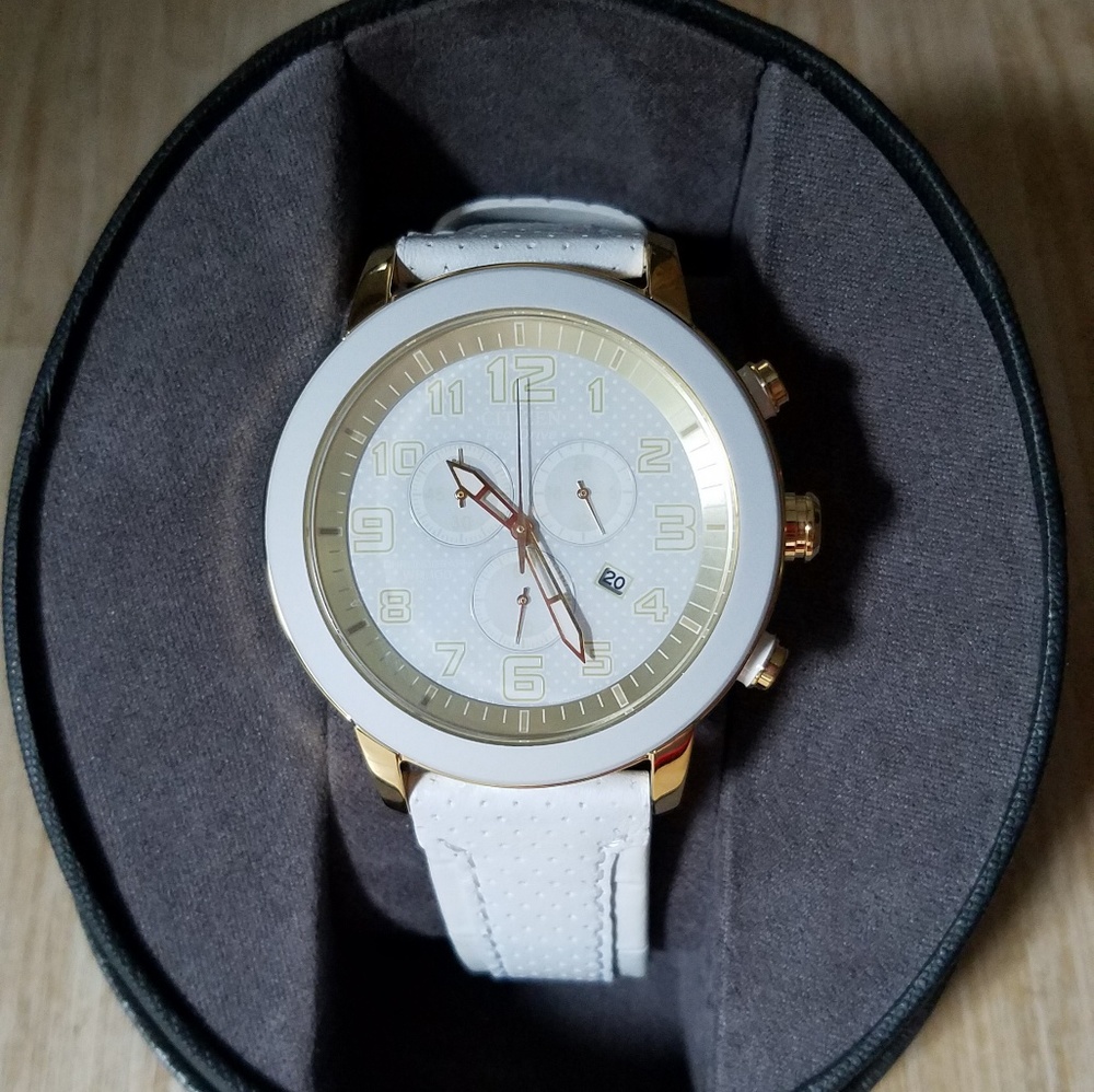 Citizen AT2232-08A white leather eco drive watch